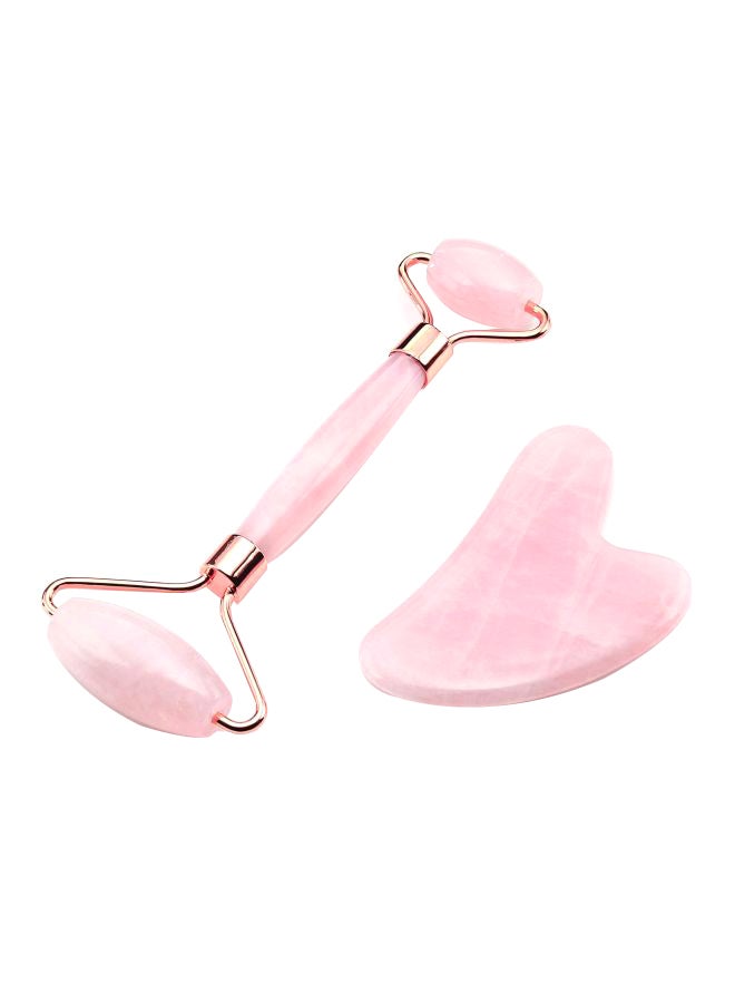 CrystalTears Facial Massager Roller With Gua Hua Scraper Set Pink/Gold - Image 1