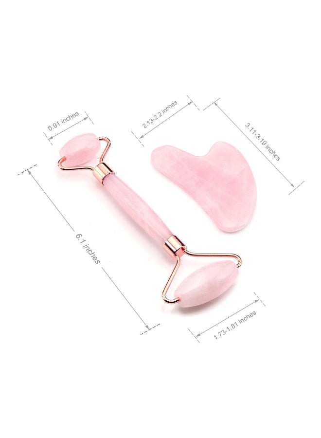 CrystalTears Facial Massager Roller With Gua Hua Scraper Set Pink/Gold - Image 5
