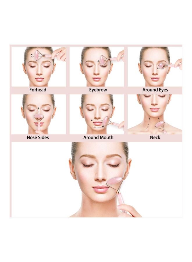 CrystalTears Facial Massager Roller With Gua Hua Scraper Set Pink/Gold - Image 3