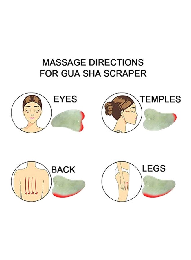 LetsRun Anti Aging Facial Massager Roller With Gua Hua Scraper Set Green/Silver - Image 5