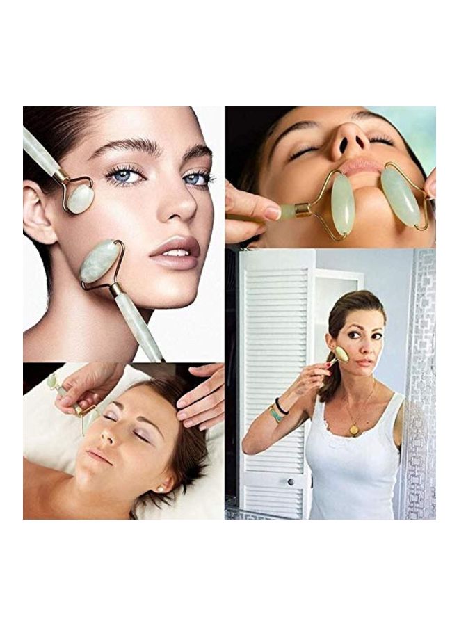 ONESWI Jade Stone Facial Roller Massager Green/Gold - Image 2