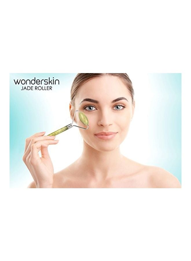 Wonderskin - Jade Facial Roller Massager Green/Silver - Image 1