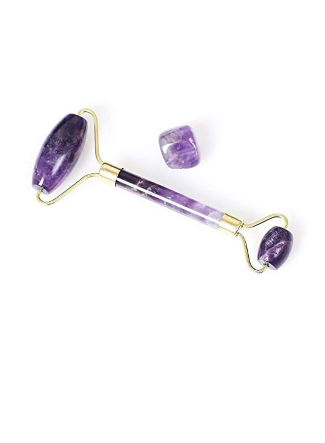 Yeva 2-Piece Facial Massager Roller With Amethyst Stone Set Purple/Gold  - Image 2