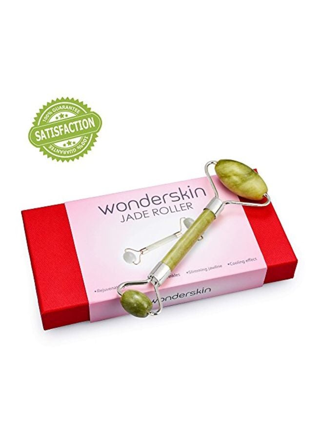 Wonderskin - Jade Facial Roller Massager Green/Silver - Image 1