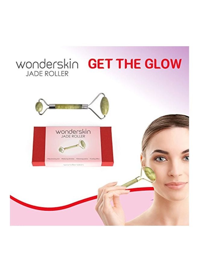 Wonderskin - Jade Facial Roller Massager Green/Silver - Image 1