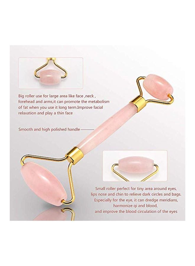 Tker Jade Massager Roller With Gua Sha Scraper Set Pink/Gold  - Image 4