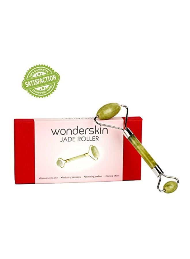 Wonderskin - Jade Facial Roller Massager Green/Silver - Image 1
