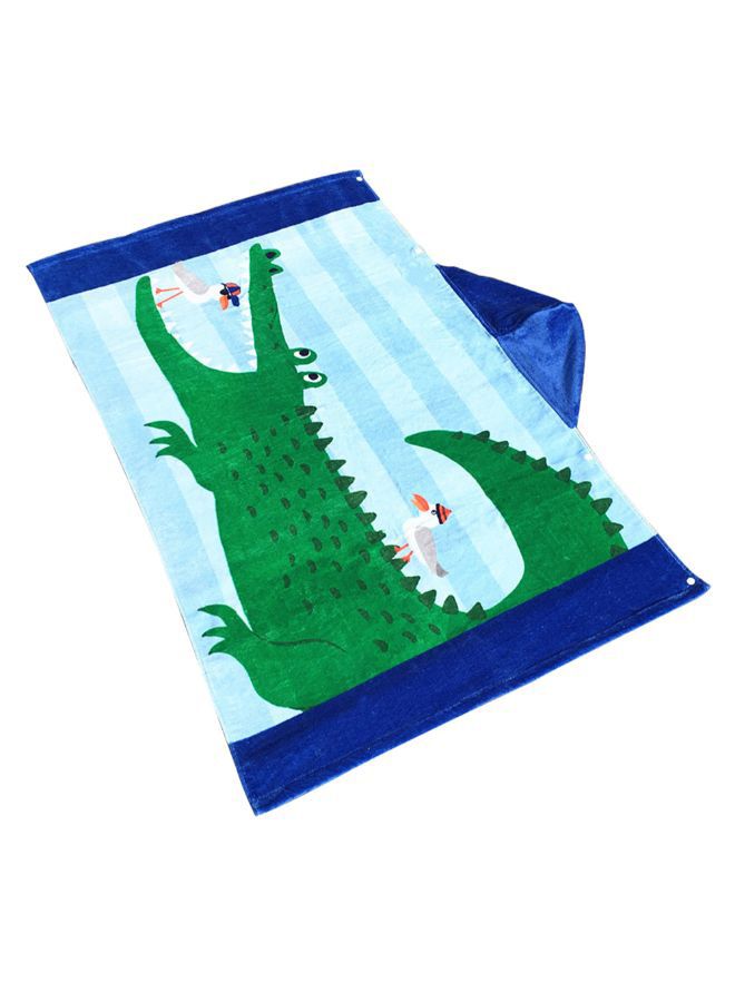 Seagull And Crocodile Cartoon Hooded Beach Towel