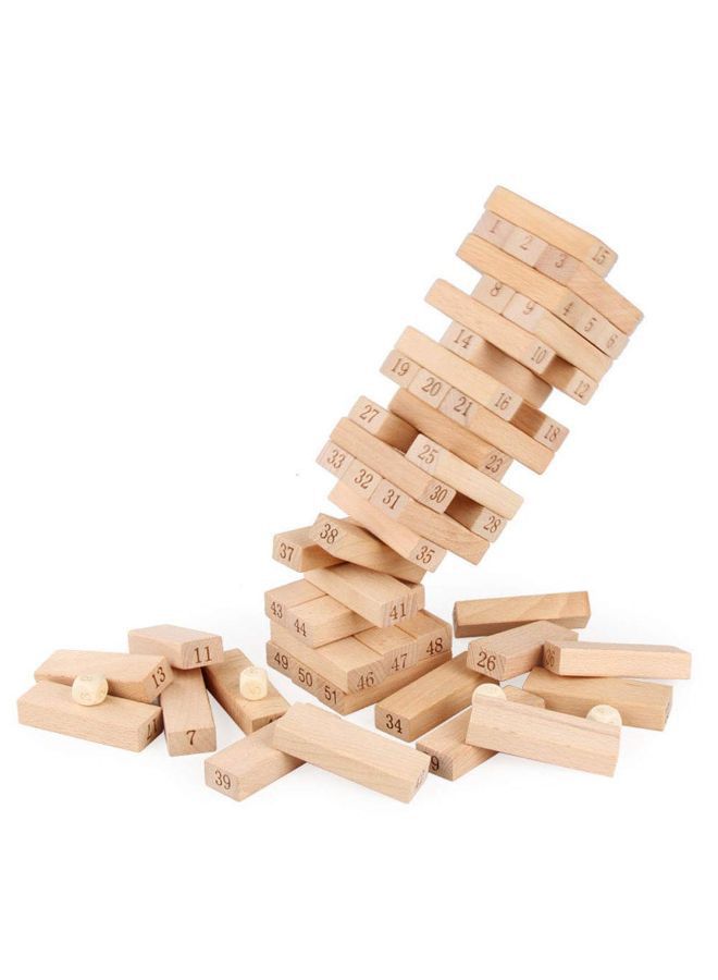 Unique 51-Piece Wooden Domino Tower Set 51