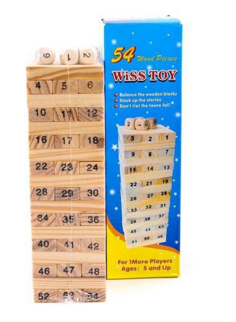 يونيك طقم مكعبات دومينو خشبية لإنشاء برج من 54 قطعة 54 - Image 2