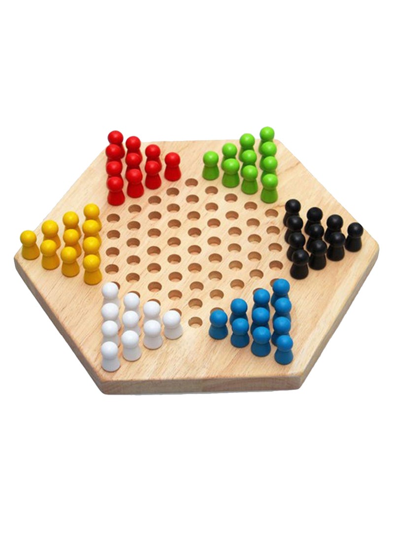 Unique Hexagon Wooden Checkers Game Set - Image 1