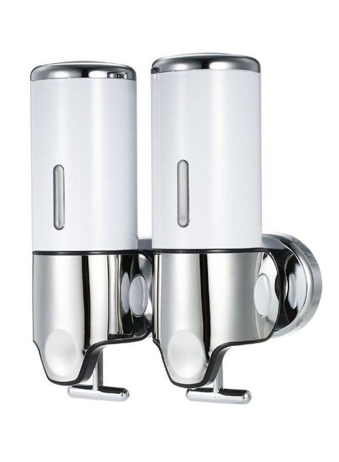 2-Piece Chamber Wall-Mounted Soap Dispenser Set Silver 500 x 2ml 