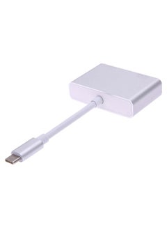 Generic 2 In 1 USB 3.1 Type C To VGA HDMI 4K UHD Adapter Silver  - Image 2