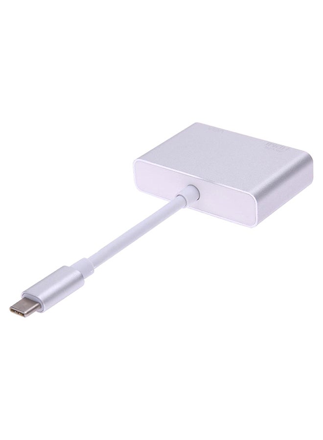 Generic - 2 In 1 USB 3.1 Type C To VGA HDMI 4K UHD Adapter Silver - Image 1