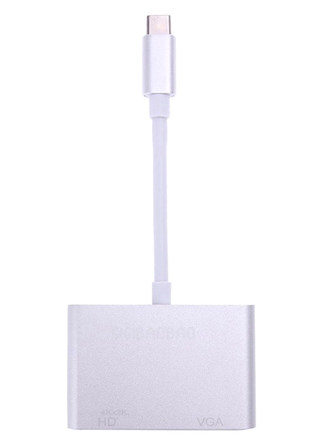 Generic - 2 In 1 USB 3.1 Type C To VGA HDMI 4K UHD Adapter Silver - Image 1