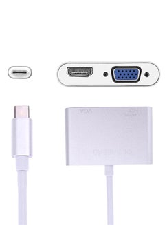 2 In 1 USB 3.1 Type C To VGA HDMI 4K UHD Adapter Silver