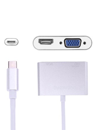 2 In 1 USB 3.1 Type C To VGA HDMI 4K UHD Adapter Silver - v1560358129/N26575105A_1