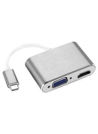محول 2 في 1 بدقة فائقة الوضوح 4K من منفذ USB 3.1 Type C إلى منفذ VGA HDMI رمادي - v1560358131/N26575106A_1