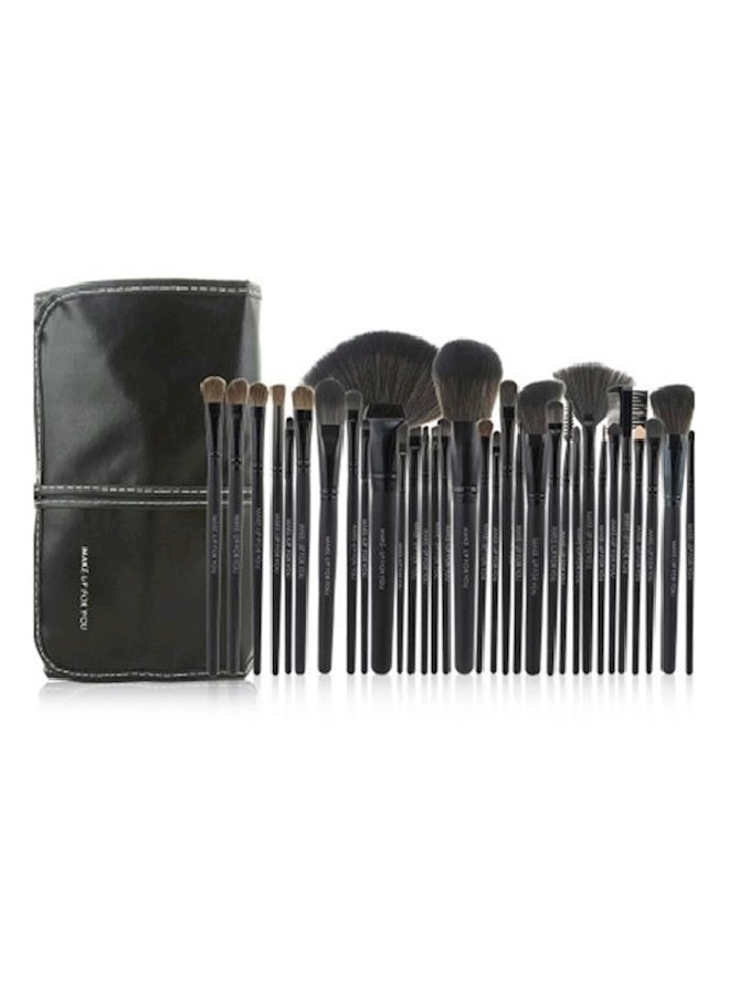 طقم فراشي مكياج احترافية من 32 قطعة مع حقيبة أسود