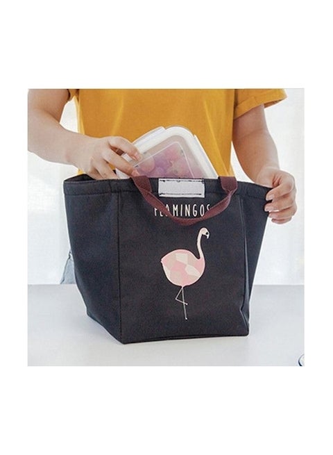 Printed Lunch Bag With Handle Black/Brown/Pink