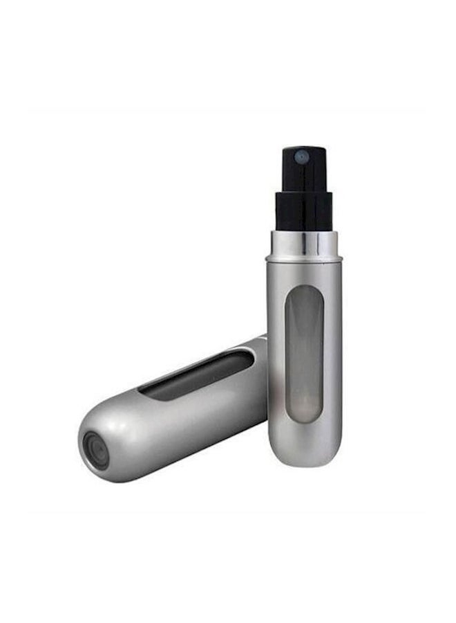 زجاجة عطر صغيرة ببخاخ يمكن إعادة ملئها ومناسبة للسفر، باللون الفضي - Image 1