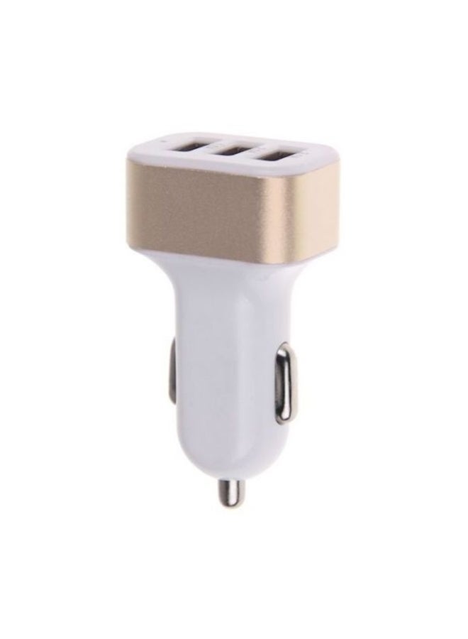 محول تيار للشاحن بـ 3 منافذ USB للهواتف الذكية أبيض/ذهبي - Image 1
