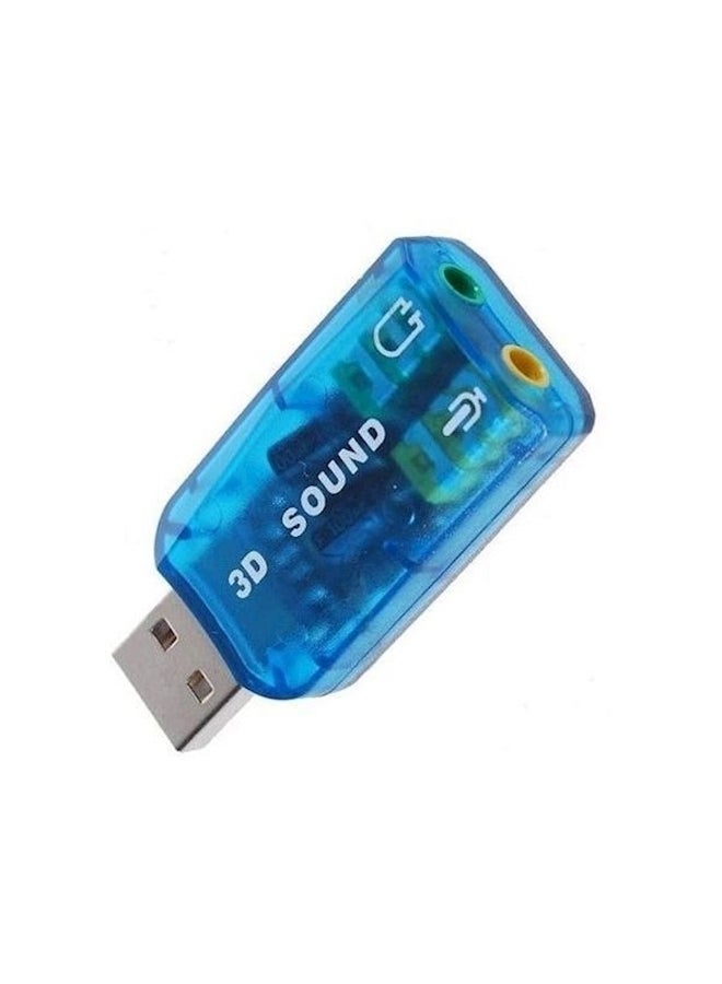 محول بطاقة صوت ثلاثي الأبعاد بمنفذ USB أزرق - Image 1