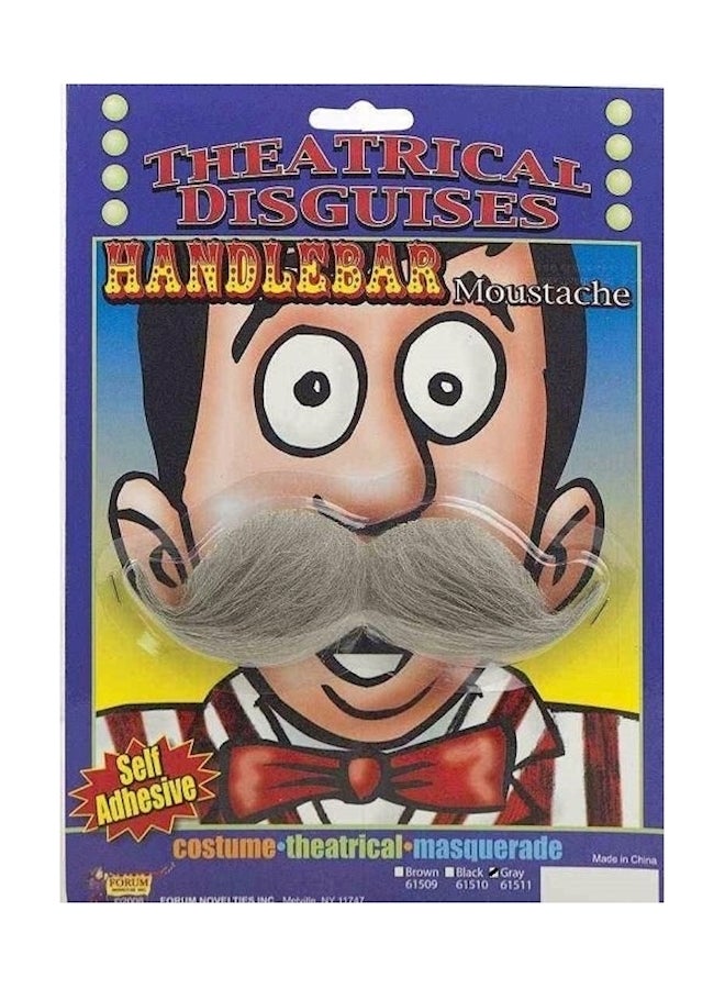 Theatrical Disguises Self Adhesive Englishman Moustache 61511 Grey One Size