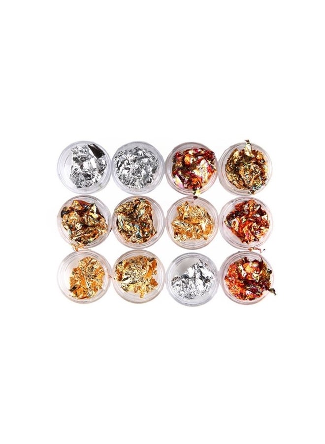 ملصقات لتزيين الأظافر من القصدير مكونة من 12 لوناً Dd094 متعدد الألوان - Image 3