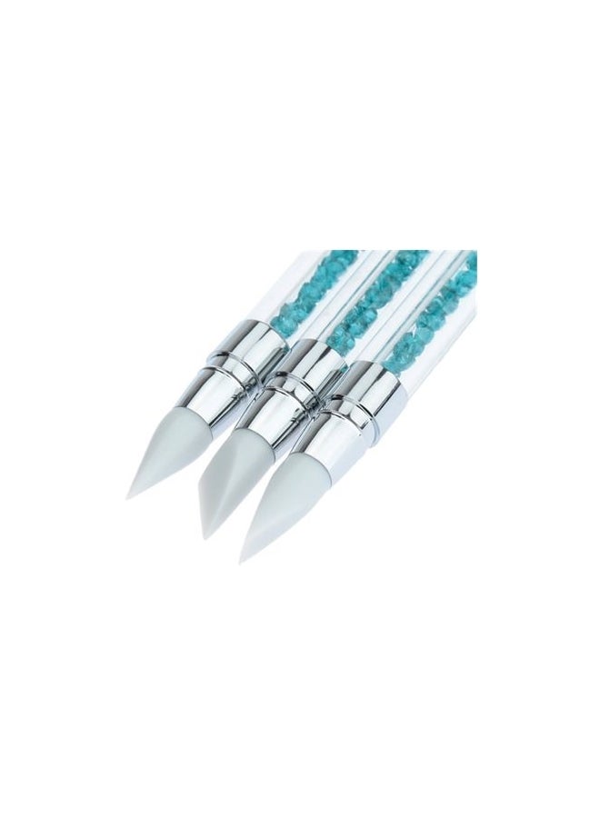 3-Piece Nail Art Acrylic Handle With Rubber Brush Blue - Image 2