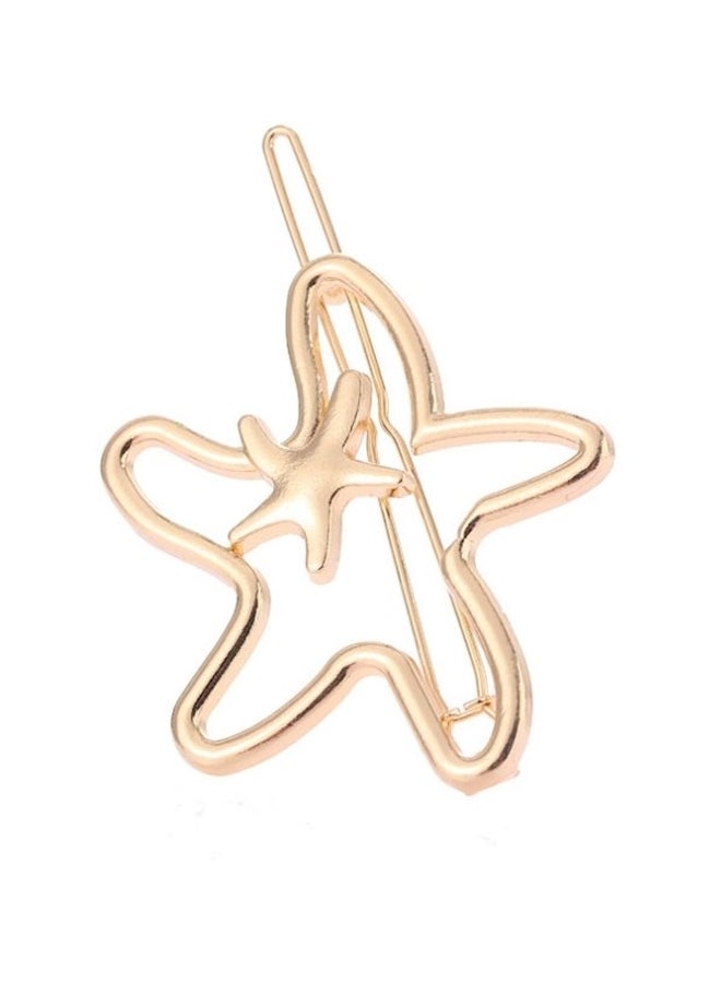 دبوس شعر على شكل نجم البحر ذهبي