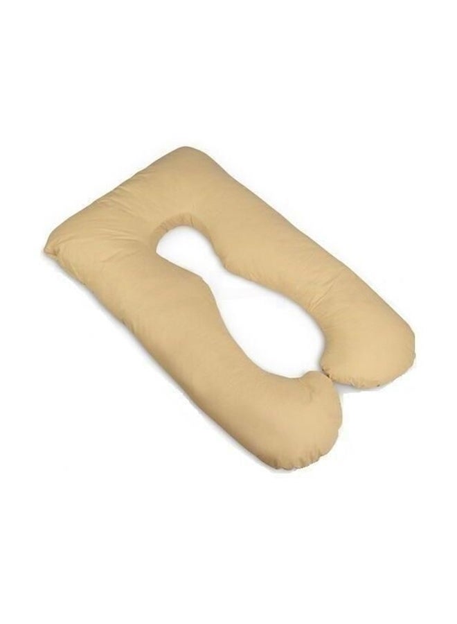 U-Shaped Standard Maternity Pillow Cotton Beige 80x120cm 