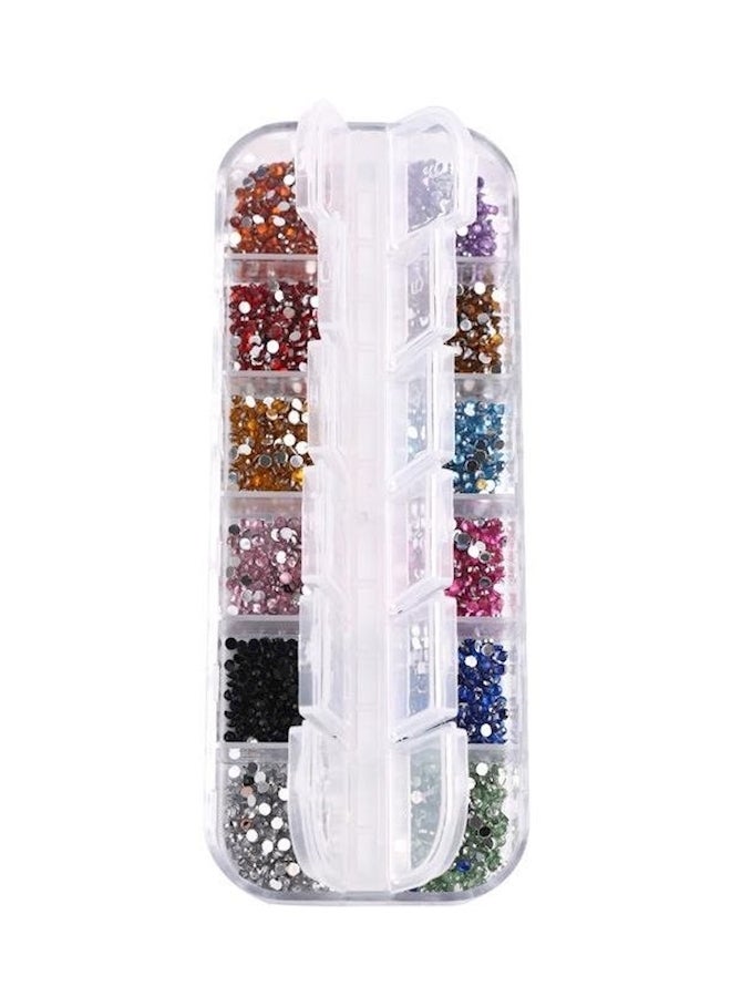 عبوة تحتوي على 12 نوعاً من أحجار الراين المغطاة بشرائح القصدير اللامعة لتزيين الأظافر متعدد الألوان - Image 2