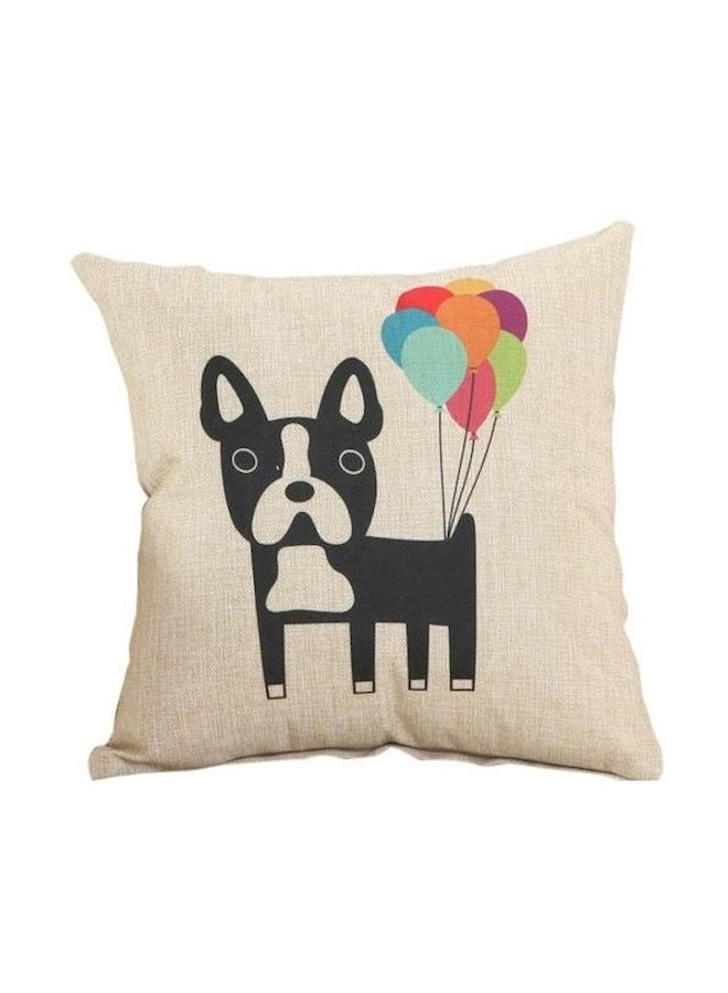 Animal Printed Cushion Cover canvas Beige/Black 
