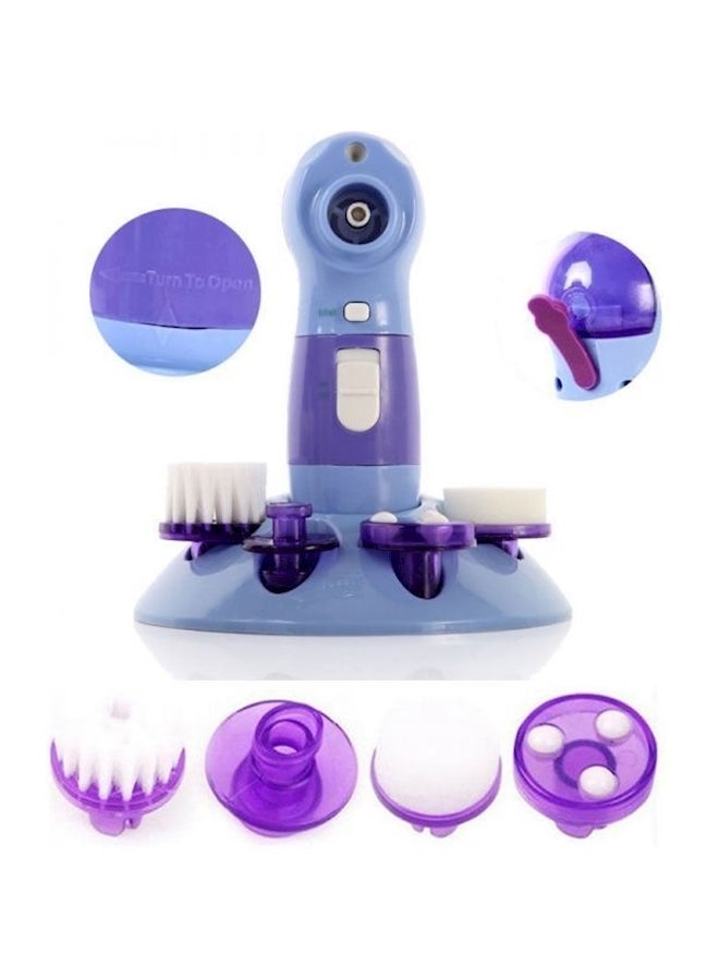فرشاة تنظيف للوجه لإزالة الرؤوس السوداء وتنظيف المسام 4 في 1 أزرق/بنفسجي - Image 1