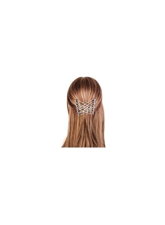 EZ COMBS - 2-Piece Stretchable Double Comb Set Pink/Silver - Image 1