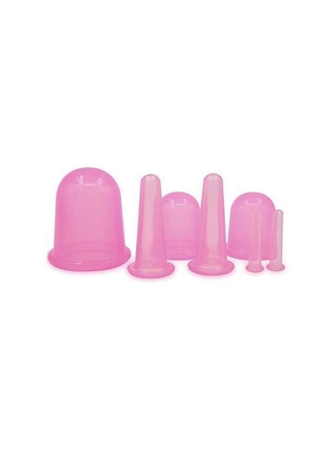 7-Piece Silicone Vacuum Massager Cups Pink - Image 1