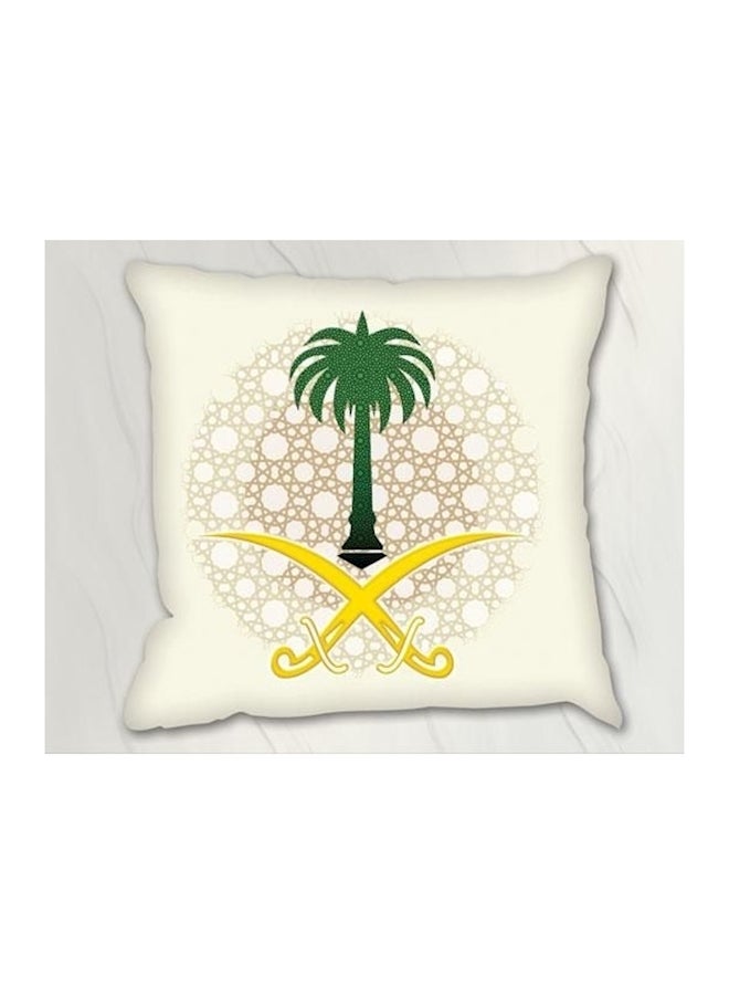 Printed Cushion Cover Polyester White/Brown/Green - Image 1