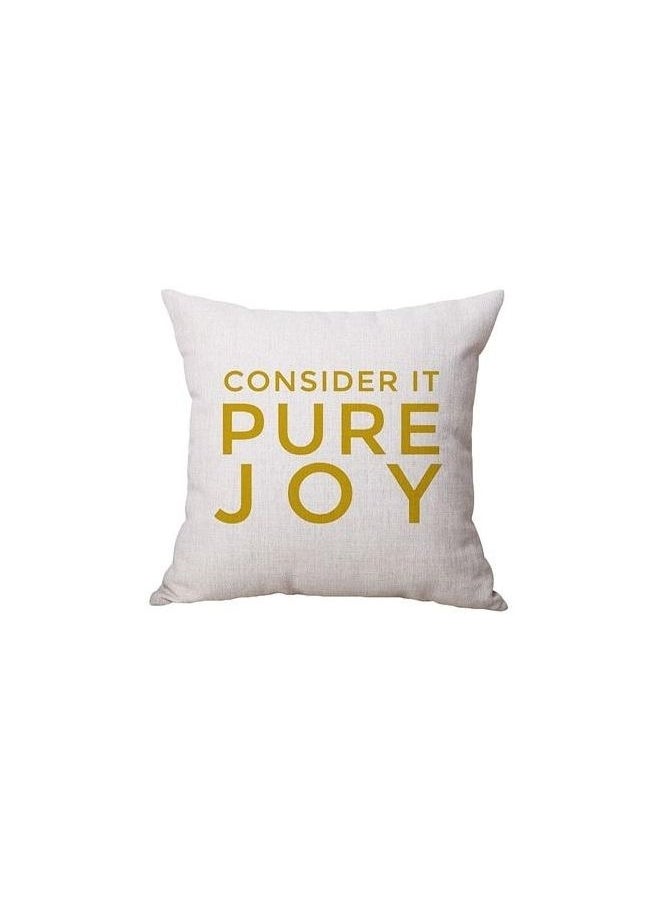 Printed Cushion Cover Linen White/Yellow 45x45cm