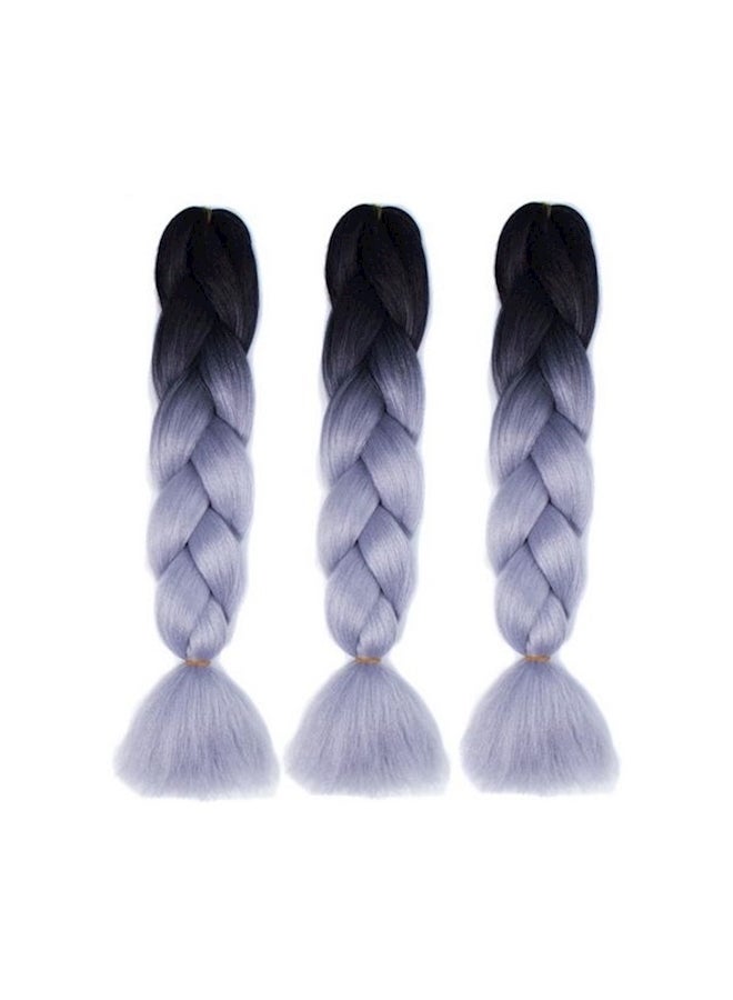3-Piece Braided Hair Extensions Wigs Grey/Black - Image 1