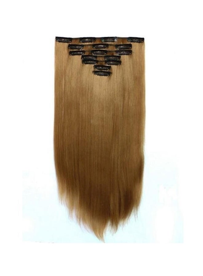 مجموعة وصلات شعر مستعار طبيعي مفرود مكونة من 7 قطع أشقر - Image 1