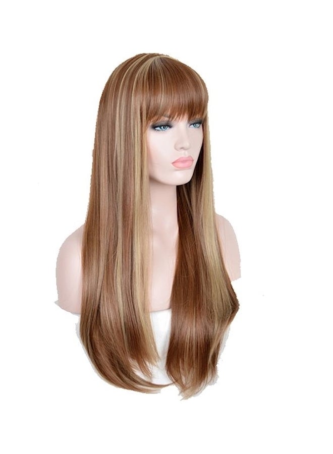 Long Cosplay Dyed Hair Wig Brown/Beige - Image 1