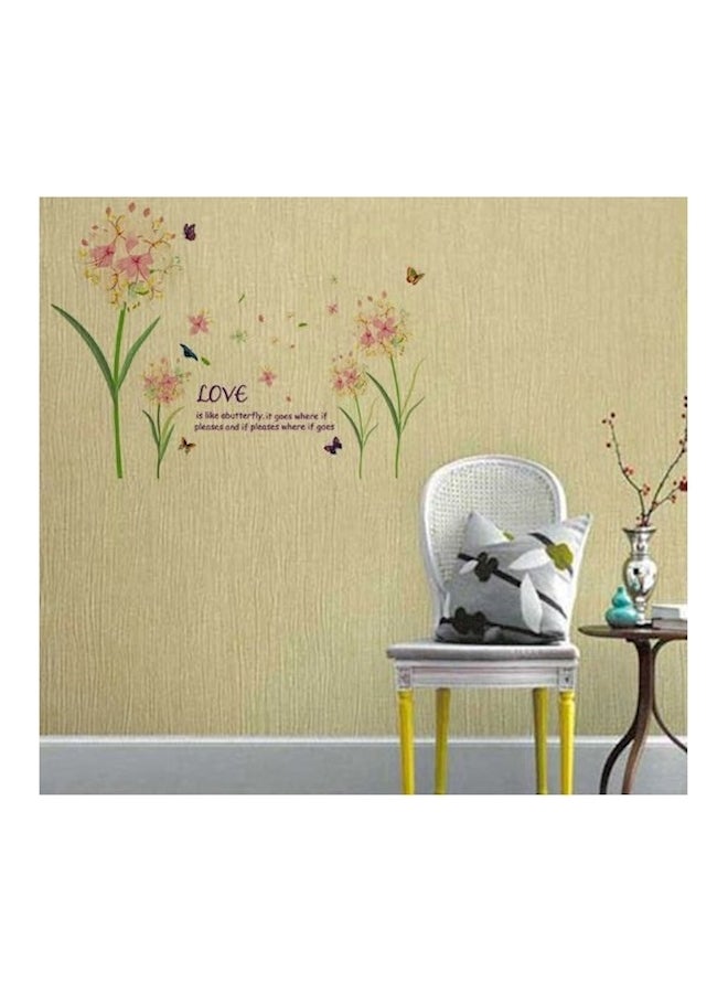 Flowers And  Butterfly Wall Sticker Beige/Green/Pink 90x60cm  - Image 2