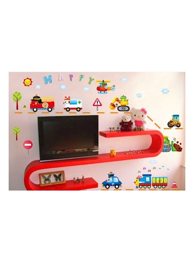 Cartoon Transportation Wall Sticker Beige/Pink/Green 50x70cm  - Image 2