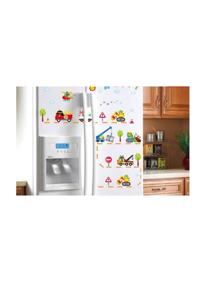 Cartoon Transportation Wall Sticker Beige/Pink/Green 50x70cm  - Image 1