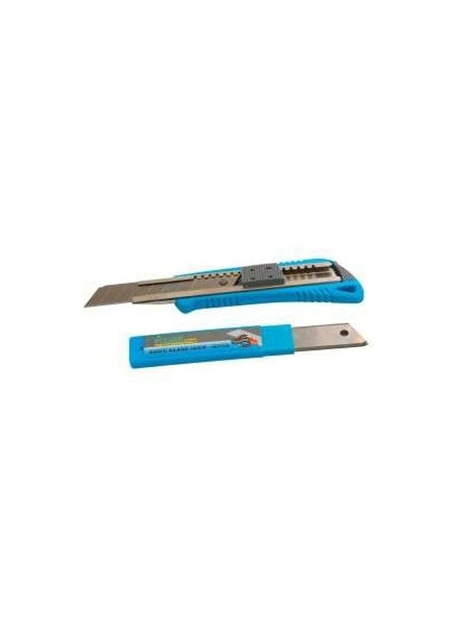10-Piece Blade Set With Corrosion Resistant Auto Load Body Grip Utility Knife Blue/Silver 