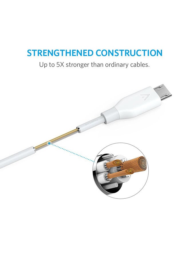 Anker - PowerLine+ Data Sync Micro USB Charging Cable White - Image 1