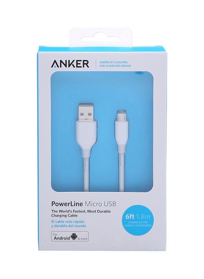 Anker - PowerLine+ Data Sync Micro USB Charging Cable White - Image 1