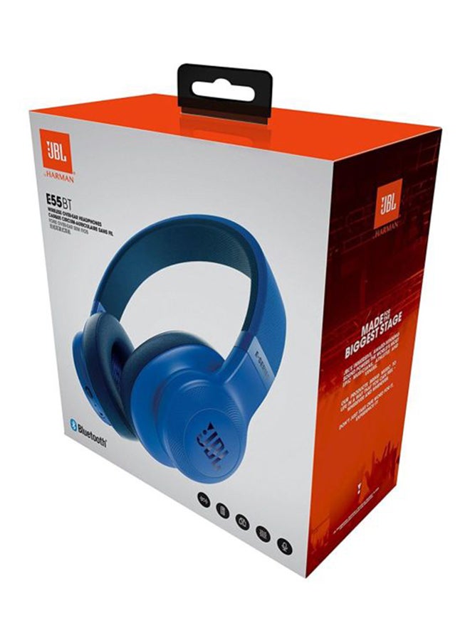 E55BT Wireless Over-Ear Headphones With Mic Blue