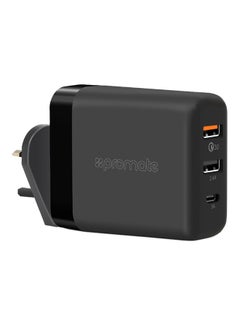 USB Type-C Charger, Universal 30W USB Type-C Power Delivery Wall Charger with Qualcomm Quick Charger 3.0 USB Port and 2.4A USB Port for Smartphones, Tablets, PowerHub-QC.UK Black